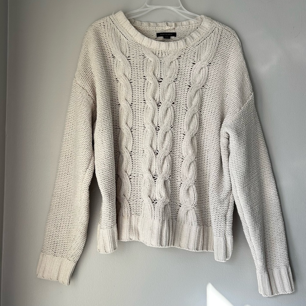 American Eagle Outfitters Cozy Cable Knit Sweater - Cream - Size M - Picture 2 of 9